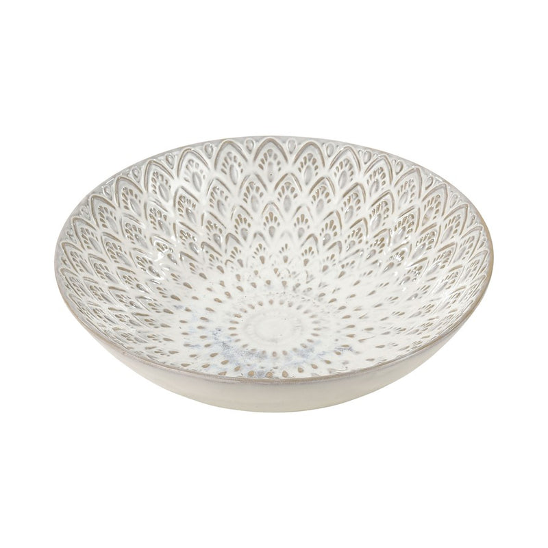 Atlas Lighting Hollywell Bowl | White Earthenware | Farmhouse Centerpiece & Entryway Decor | 14 x 14 x 3.75 in | Model AC11389-01