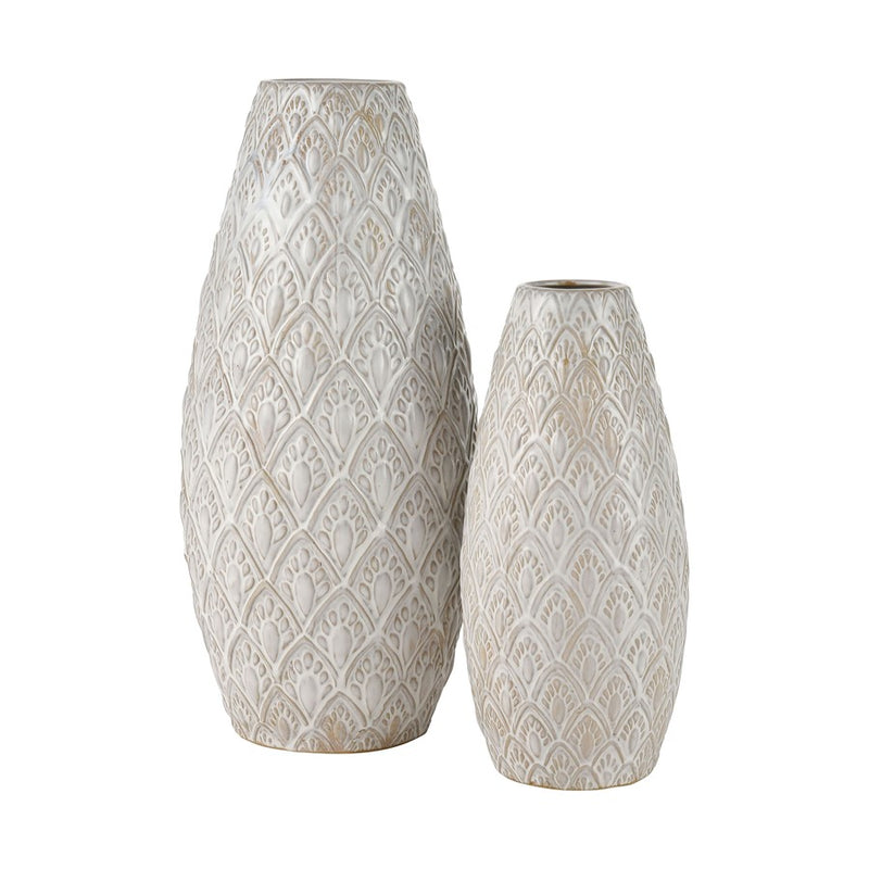Atlas Lighting Hollywell Small Vase | White Earthenware | Farmhouse & Coastal Decor | 6 x 6 x 13 in | Model AC11390-01