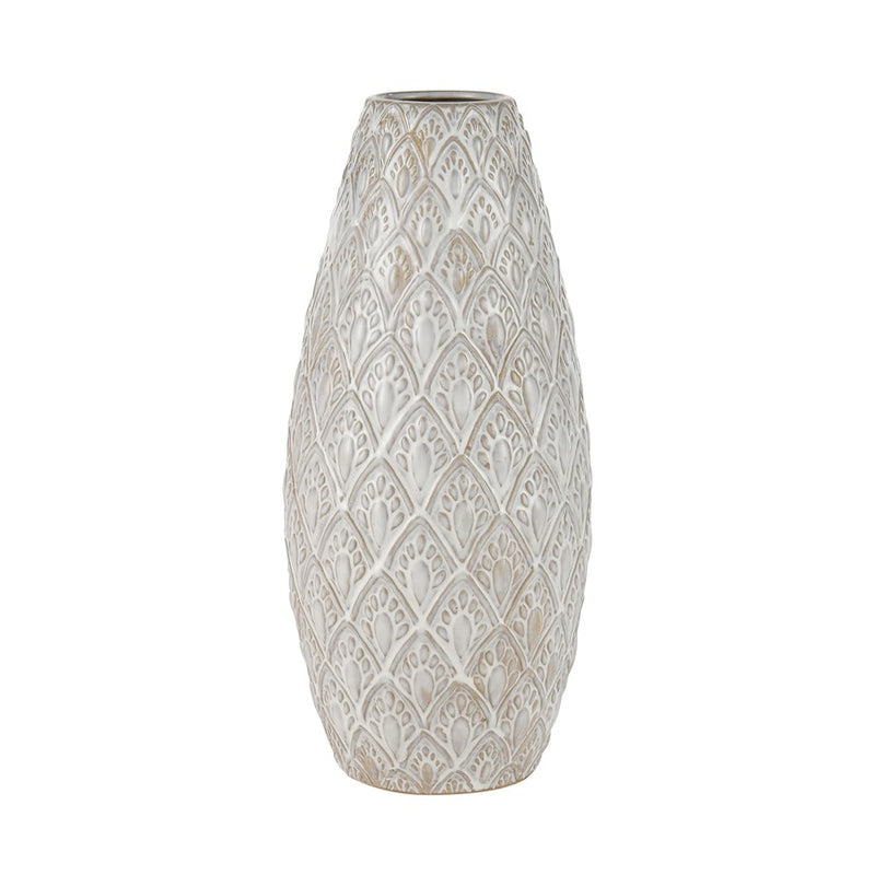 Atlas Lighting Hollywell Large Vase | White Earthenware | Farmhouse & Coastal Decor | 8 x 8 x 18 in | Model AC11390-02