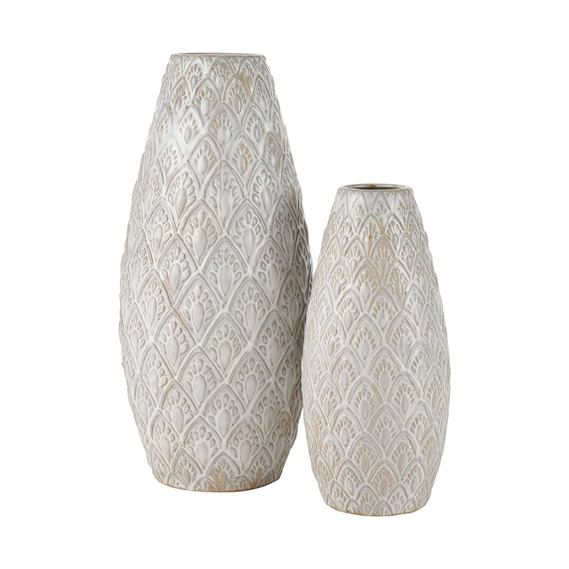 Atlas Lighting Hollywell Large Vase | White Earthenware | Farmhouse & Coastal Decor | 8 x 8 x 18 in | Model AC11390-02