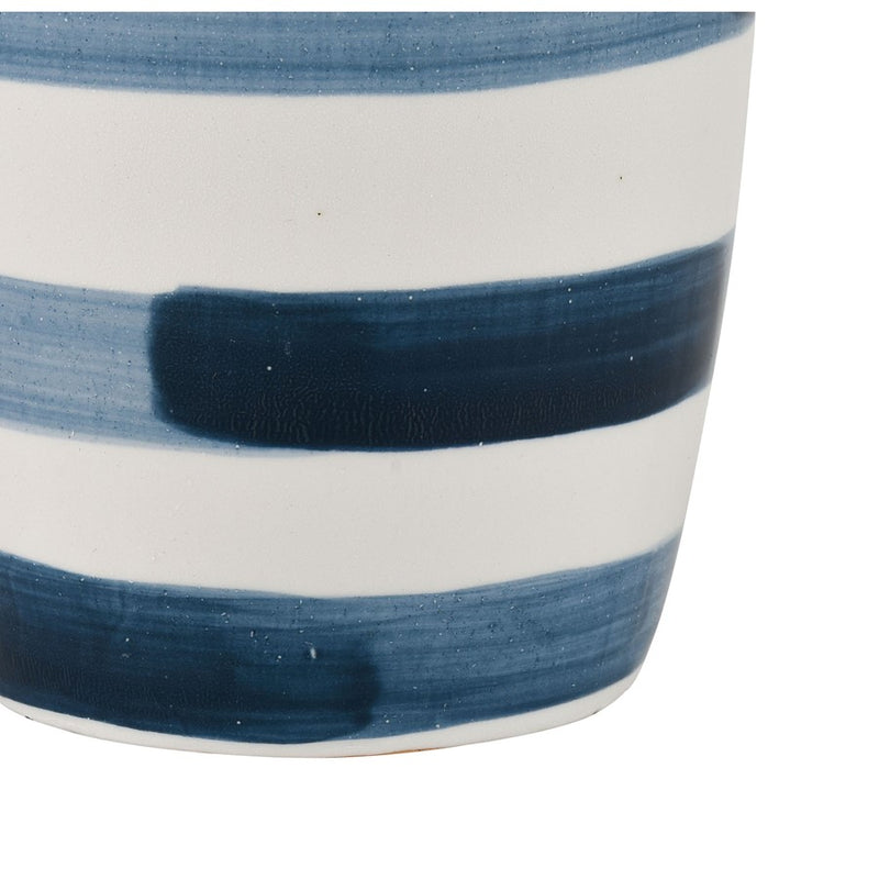 Atlas Lighting Indaal Large Vase | White & Blue Hand-Painted Earthenware | Living Room & Hallway Decor | 5.5 x 5.5 x 16.5 in | Model AC11397-01