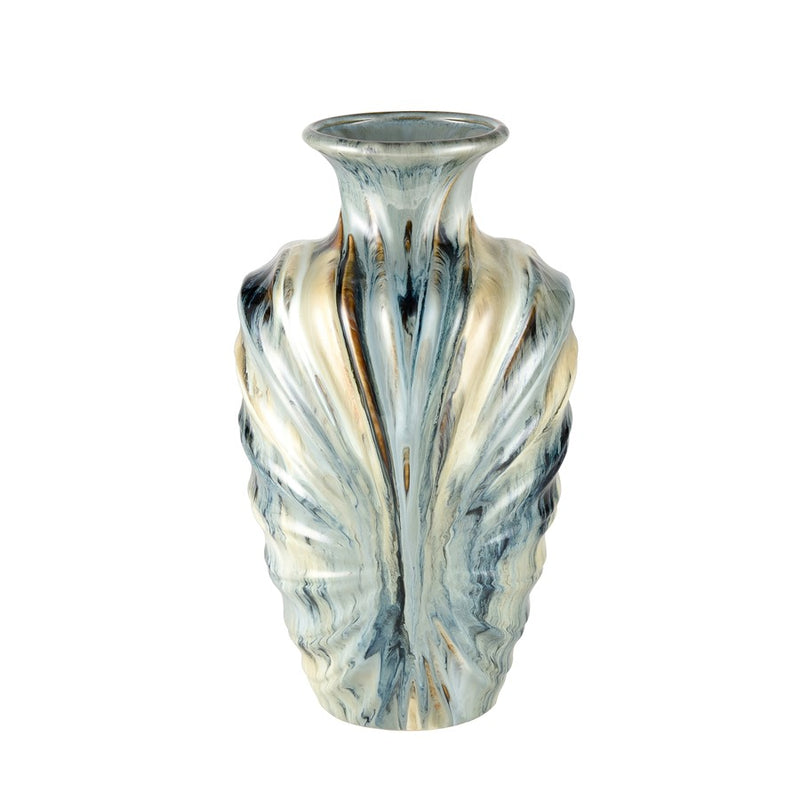 Atlas Lighting Kelly Large Vase | Blue Reactive Earthenware | Living Room & Entryway Decor | 8.75 x 8.75 x 15.5 in | Model AC11409-01