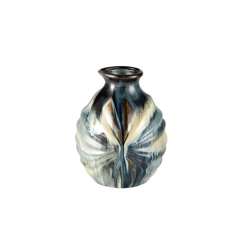Atlas Lighting Kelly Small Vase | Blue Reactive Earthenware | Shelf & Tabletop Decor | 8.75 x 8.75 x 11 in | Model AC11410-01