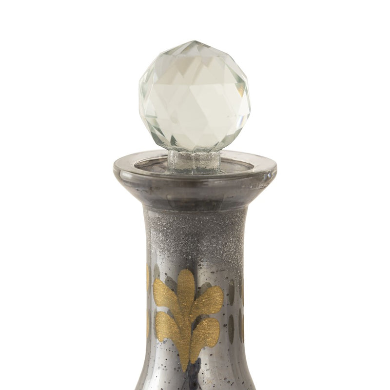 Atlas Lighting Kemal Bottle Set of 3 | Antique Silver & Gold Glass | Shelf & Bar Decor | 4.5 x 4.5 x 14.5 in | Model AC11411-01S