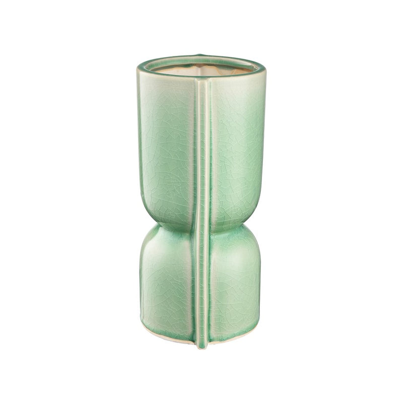 Atlas Lighting Leddy Small Vase | Light Green Crackled Earthenware | Living Room & Entryway Table Decor | 5.5 x 4.25 x 9 in | Model AC11426-01
