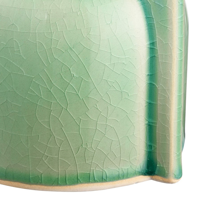 Atlas Lighting Leddy Small Vase | Light Green Crackled Earthenware | Living Room & Entryway Table Decor | 5.5 x 4.25 x 9 in | Model AC11426-01