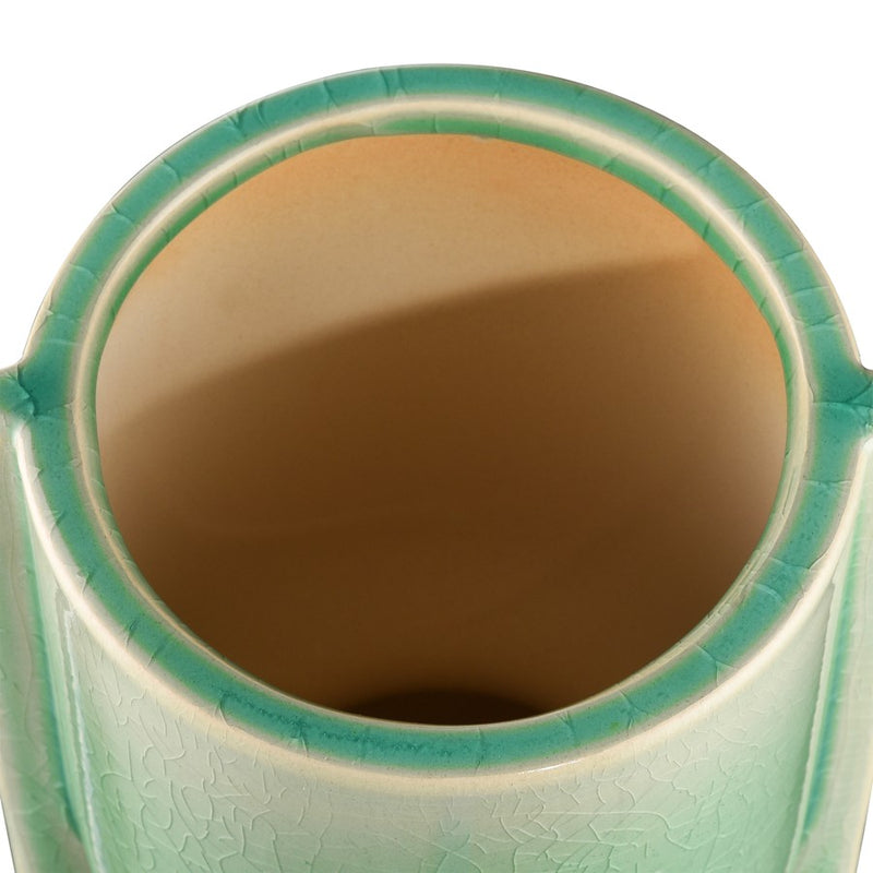 Atlas Lighting Leddy Small Vase | Light Green Crackled Earthenware | Living Room & Entryway Table Decor | 5.5 x 4.25 x 9 in | Model AC11426-01