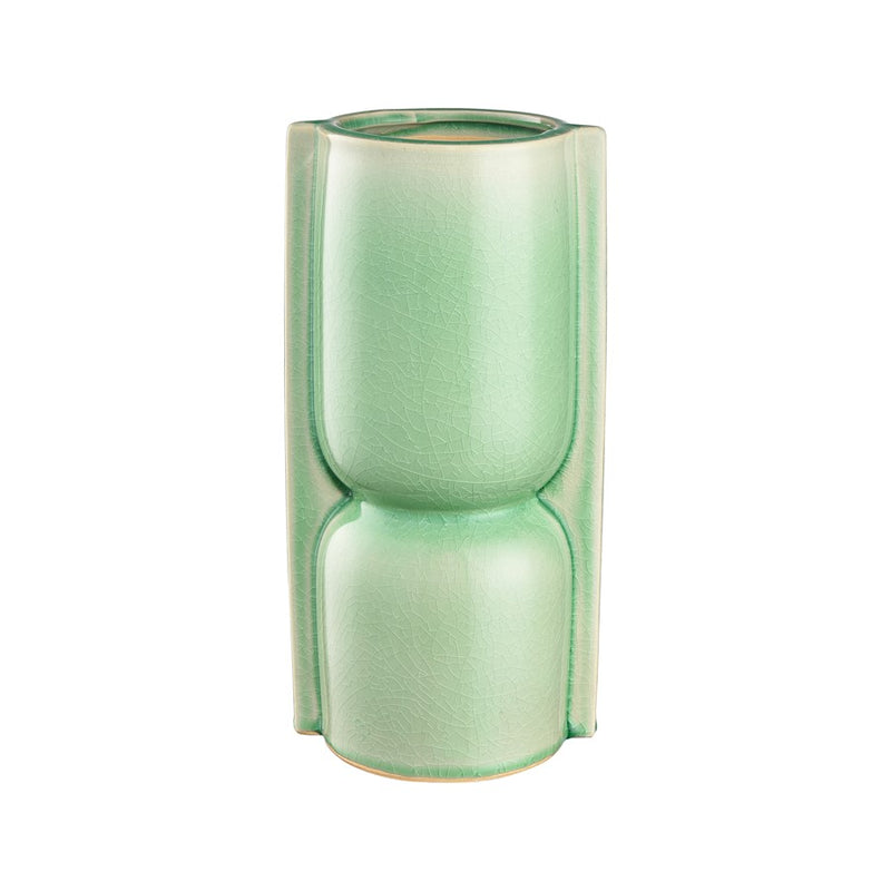 Atlas Lighting Leddy Large Vase | Light Green Crackled Earthenware | Living Room & Entryway Table Decor | 6 x 4.75 x 11.75 in | Model AC11426-02