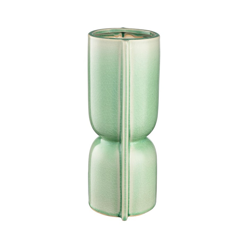 Atlas Lighting Leddy Large Vase | Light Green Crackled Earthenware | Living Room & Entryway Table Decor | 6 x 4.75 x 11.75 in | Model AC11426-02
