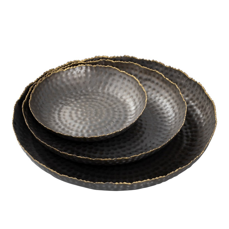 Atlas Lighting Leonard Tray Set of 3 | Bronze and Gold Metal Nesting Trays | Coffee Table & Vanity Organizer | 15 x 15 x 2 in | Model AC11432-01S