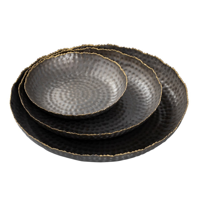 Atlas Lighting Leonard Tray Set of 3 | Bronze and Gold Metal Nesting Trays | Coffee Table & Vanity Organizer | 15 x 15 x 2 in | Model AC11432-01S