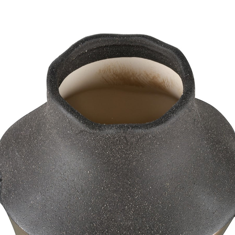Atlas Lighting Lewis Small Vase | Polished Copper and Black Earthenware | Living Room & Entryway Decor | 5.5 x 5.5 x 12 in | Model AC11433-01