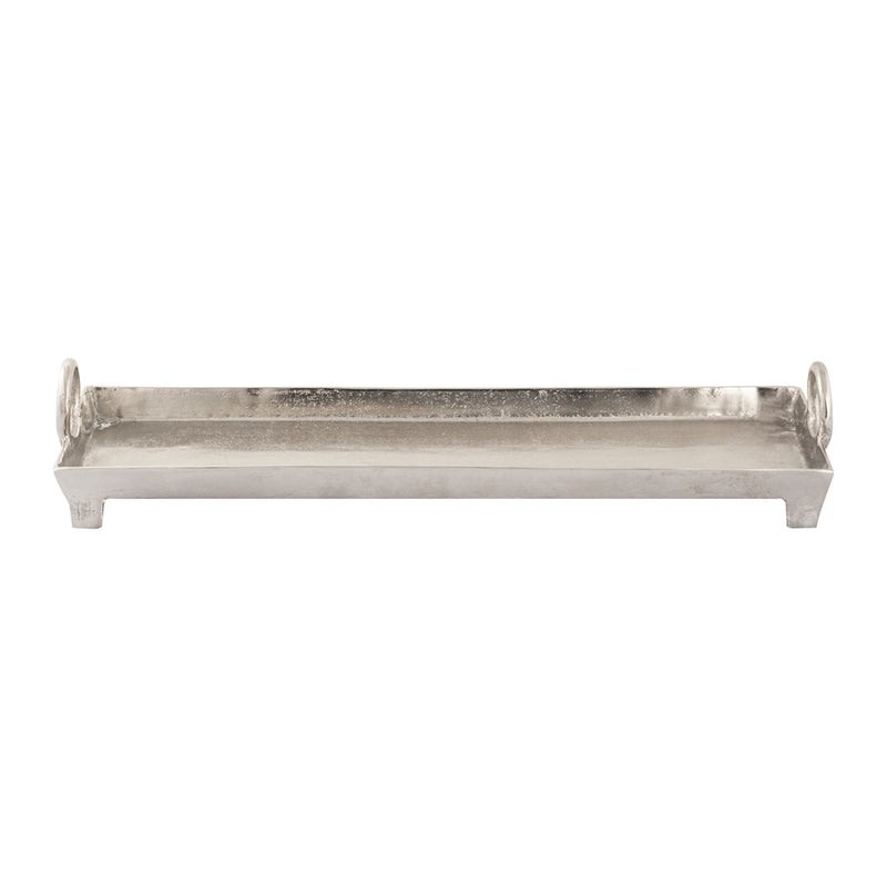 Atlas Lighting Loop Tray | Modern Nickel Metal Serving Tray | Entertaining & Coffee Table | 26.75 x 8.5 x 5.25 in | Model AC11450-01