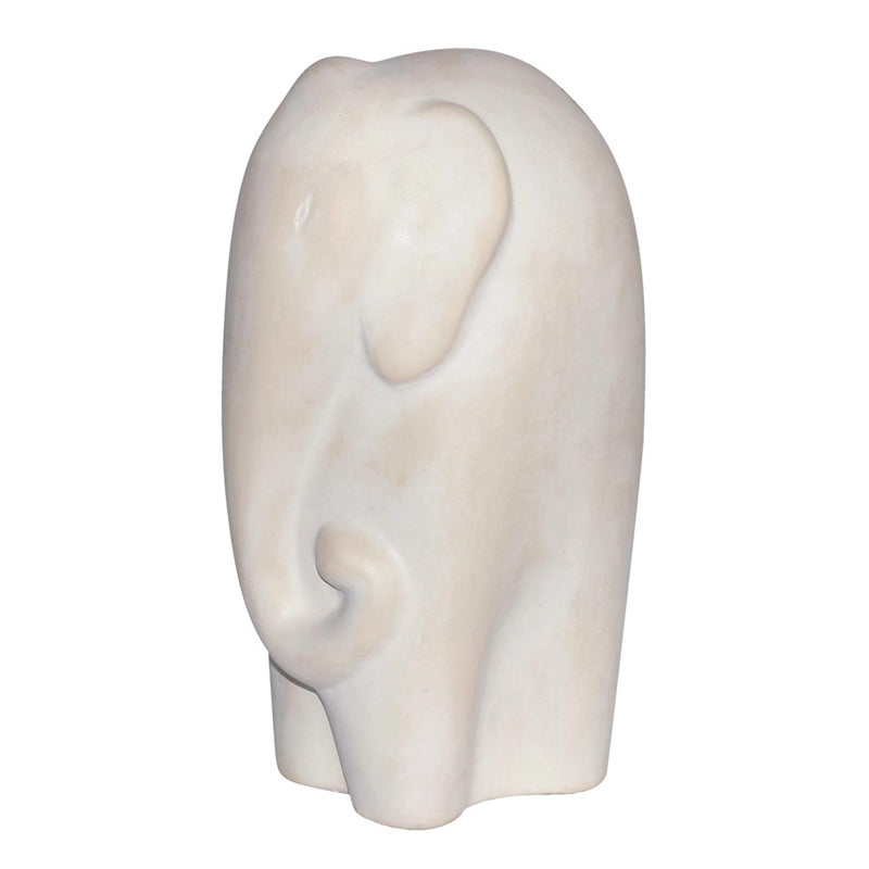 Atlas Lighting Lucas Elephant Sculpture | White Earthenware | Bookshelf & Credenza Decor | 6in W x 5in D x 10in H | Model AC11456-01
