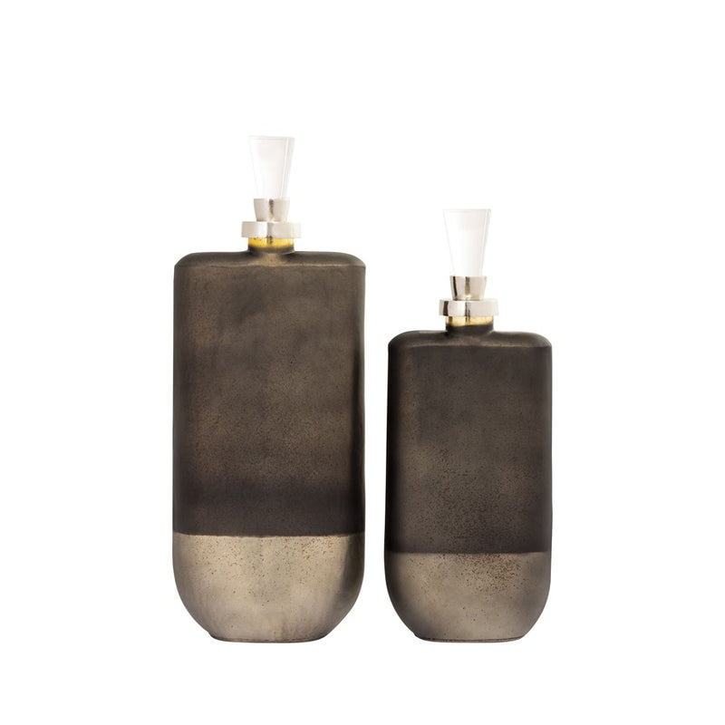 Atlas Lighting Mara Bottle Set of 2 | Transitional Metallic Brown Onyx Glass with Polished Nickel | Living Room & Shelf Display | Model AC11460-01S