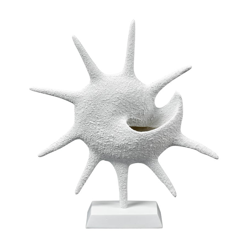 Atlas Lighting Marco Shell | Transitional Textured White Composite Sculpture | Coastal Living Room & Entryway Decor | Model AC11461-01