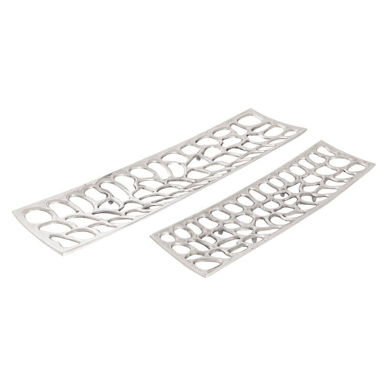 Atlas Lighting Maro Tray Set of 2 | Polished Nickel Metal | Coffee Table & Entryway Organizer | 31.5 x 9.25 x 2 in | Model AC11464-01S