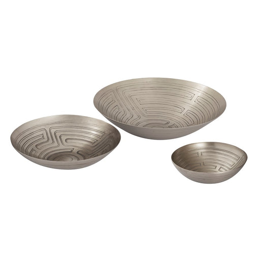 Atlas Lighting Maze Etched Bowl, Set of 3, Nickel