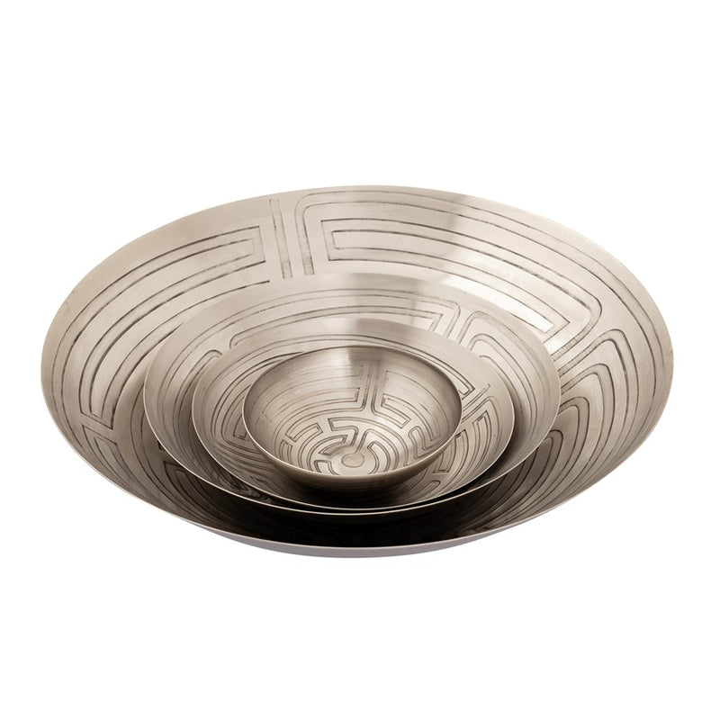 Atlas Lighting Maze Etched Bowl, Set of 3, Nickel