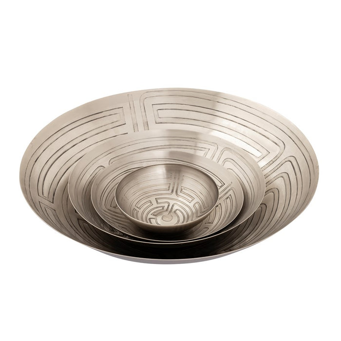 Atlas Lighting Maze Etched Bowl, Set of 3, Nickel