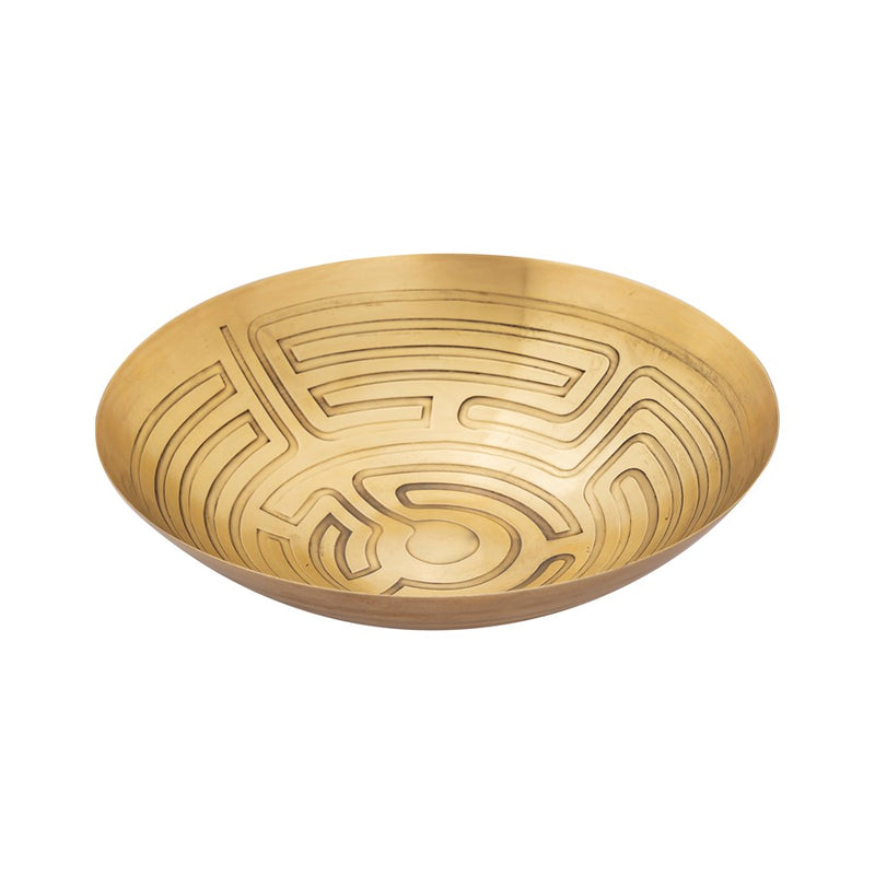 Atlas Lighting Maze Etched Bowl Set of 3 | Transitional Antique Brass Metal | Entryway & Living Room Decor | 13 x 13 x 3.25 in | Model AC11471-02S