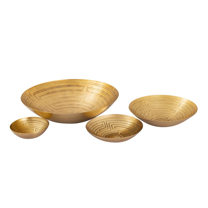 Atlas Lighting Maze Etched Bowl, Set of 3, Brass