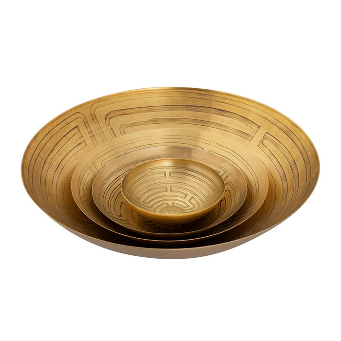 Atlas Lighting Maze Etched Bowl, Set of 3, Brass