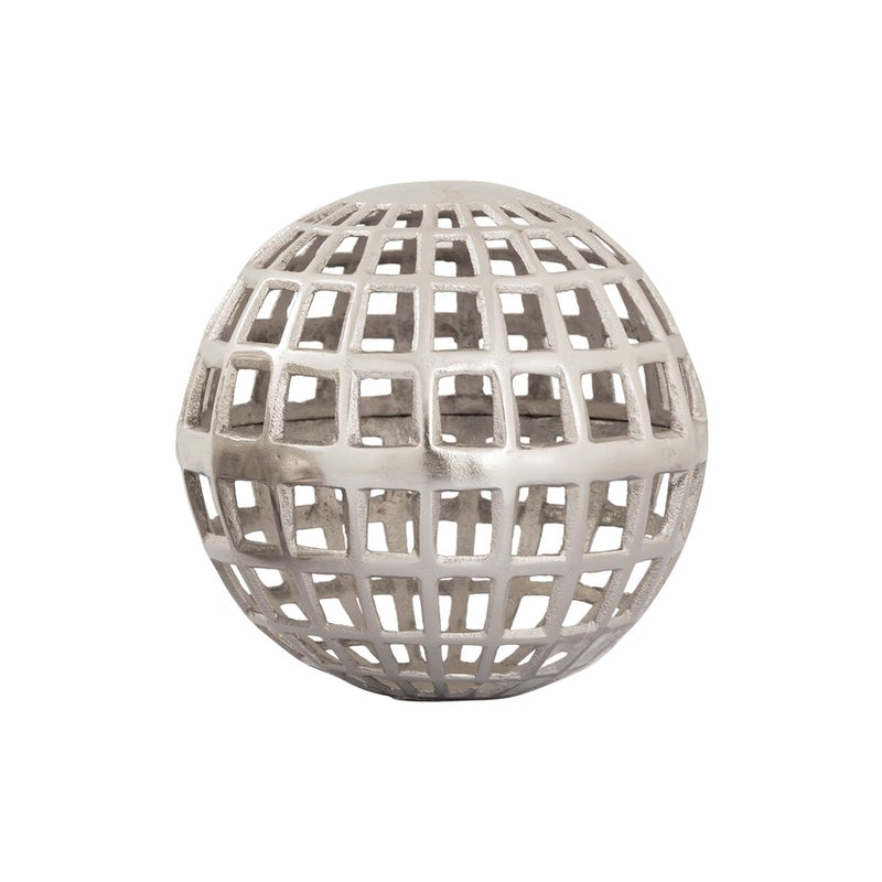 Atlas Lighting McNally Medium Globe Sculpture | Traditional Nickel Metal | Desk & Bookshelf Decor | 8.25 x 8.25 x 8.25 in | Model AC11472-01