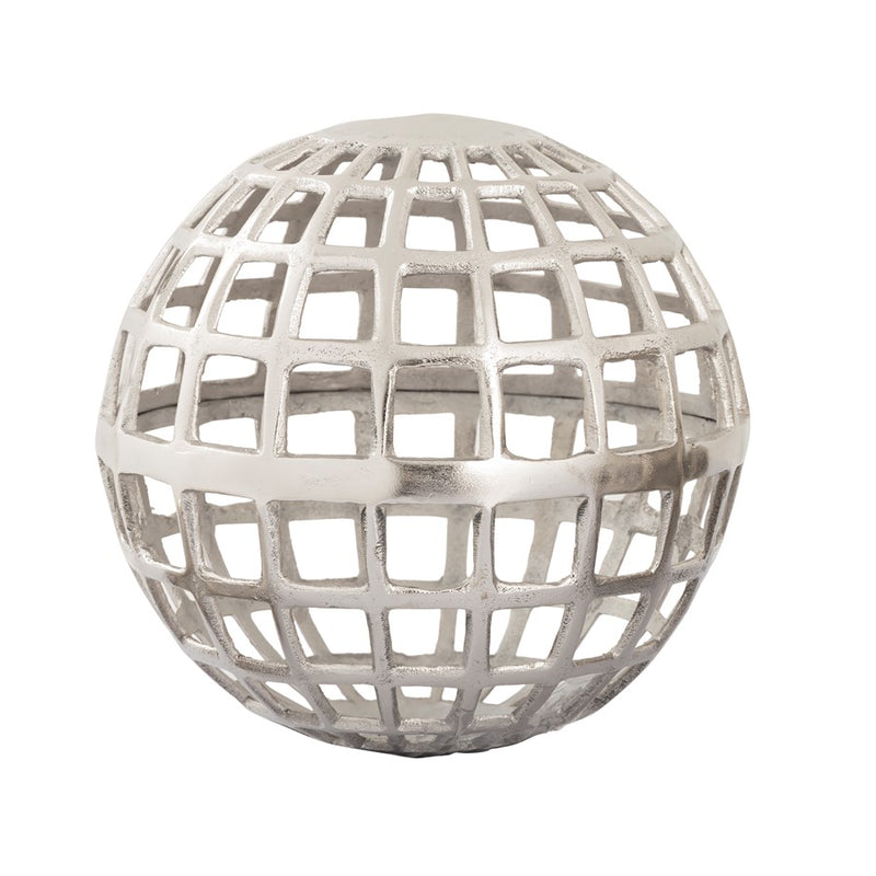 Atlas Lighting McNally Large Globe Sculpture | Traditional Nickel Metal | Desk & Bookshelf Decor | 10.25 x 10.25 x 10.25 in | Model AC11472-02
