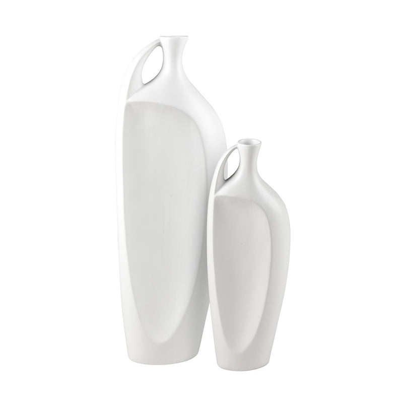 Atlas Lighting Messe Small Vase | Transitional White Earthenware | Floor & Tabletop Decor | 4 x 7.25 x 21 in | Model AC11476-01