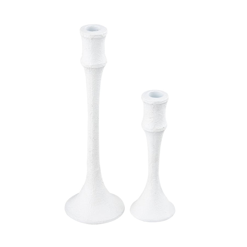 Atlas Lighting Miro Candleholder Set of 2 | Plaster White Metal Transitional Decor | Living Room & Dining Table Accent | 12in H | Model AC11482-01S