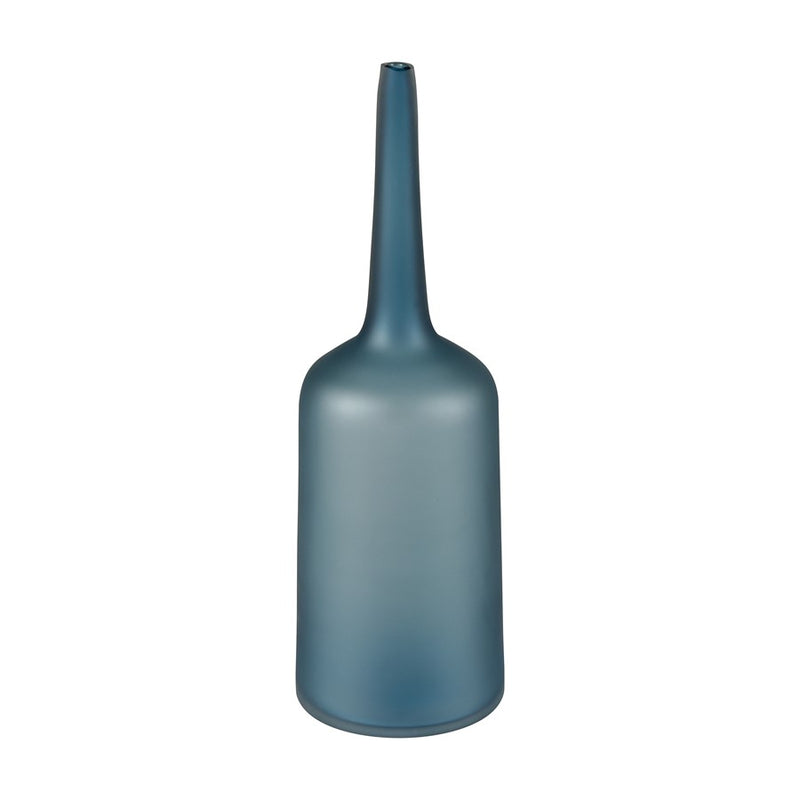 Atlas Lighting Moffat Bottle | Frosted Blue Art Glass Decorative Vase | Bookshelf & Tabletop Accent | 17.75in H | Model AC11483-02