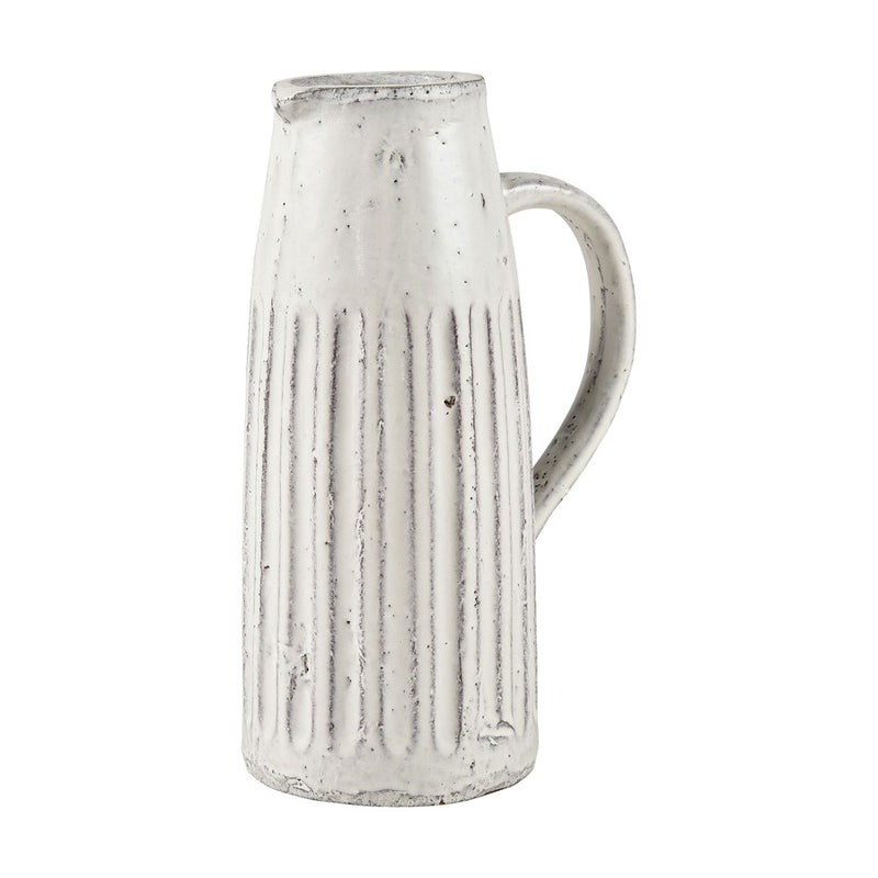 Atlas Lighting Muriel Large Pitcher, Aged White Glazed