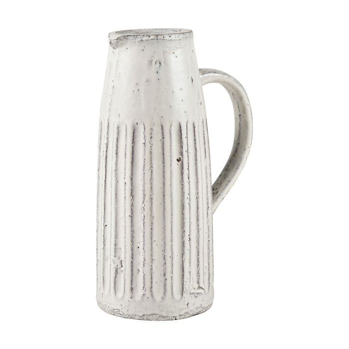 Atlas Lighting Muriel Large Pitcher, Aged White Glazed
