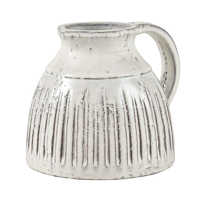 Atlas Lighting Muriel Small Pitcher, Aged White Glazed