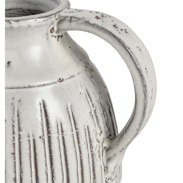 Atlas Lighting Muriel Small Pitcher, Aged White Glazed