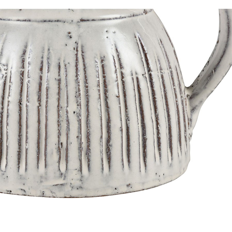 Atlas Lighting Muriel Small Pitcher | Aged White Glazed Earthenware | Kitchen & Living Room Vase | 8.5 x 7 x 6.5 in | Model AC11490-01