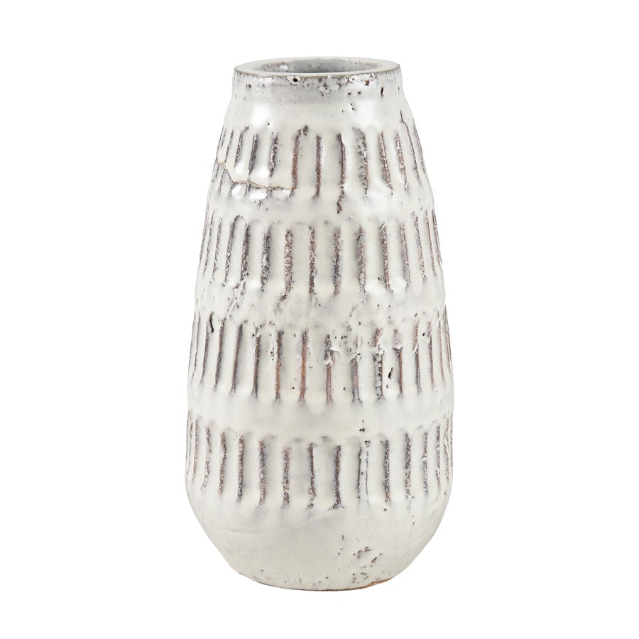 Atlas Lighting Muriel Large Vase, Aged White Glazed - AC11491-01