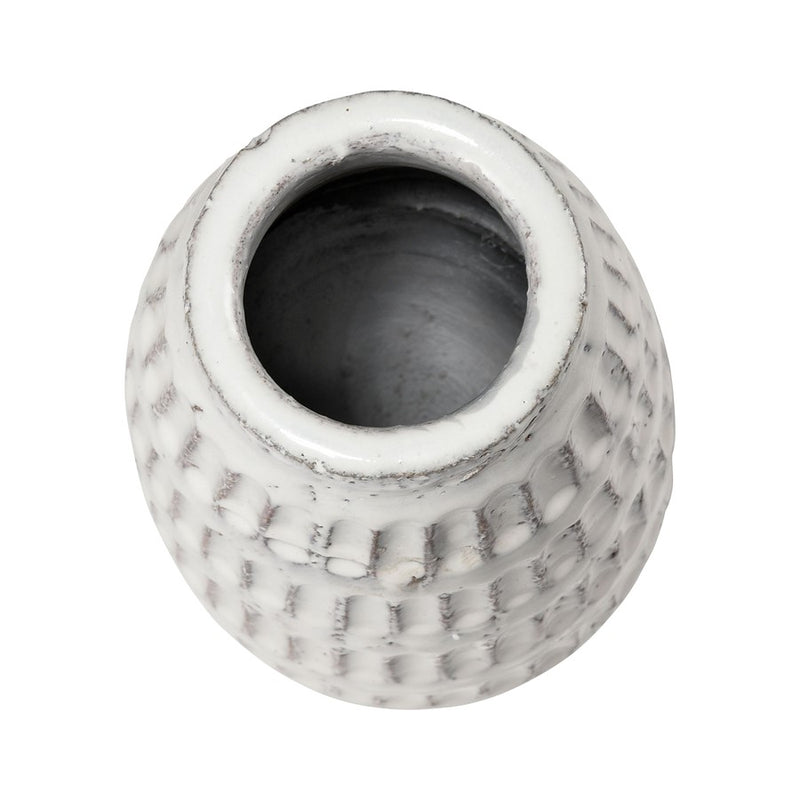 Atlas Lighting Muriel Large Vase | Aged White Glazed Earthenware | Farmhouse & Coastal Decor | 4.5 x 4.5 x 9 in | Model AC11491-01
