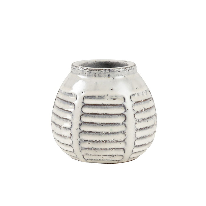 Atlas Lighting Muriel Small Vase, Aged White Glazed