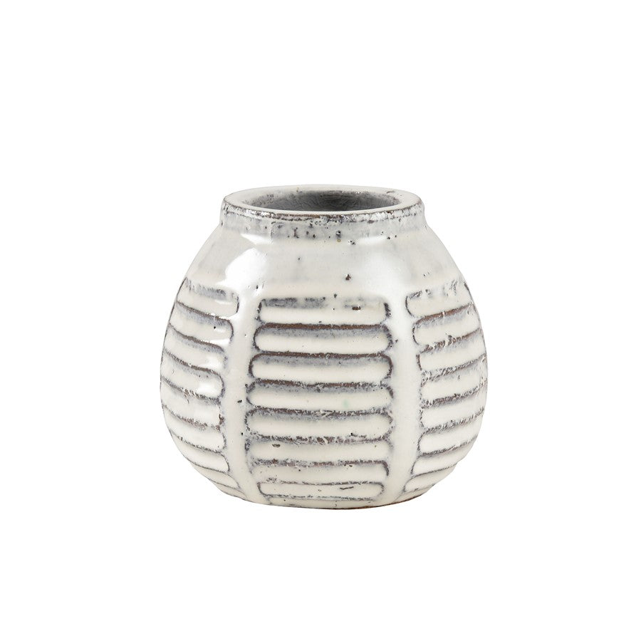 Atlas Lighting Muriel Small Vase, Aged White Glazed