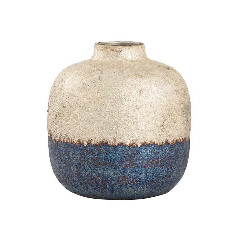 Atlas Lighting Neal Small Vase | Modern German Silver & Oxidized Blue Metal | Living Room & Entryway Decor | 7.75 x 7.75 x 8.25 in | Model AC11495-01