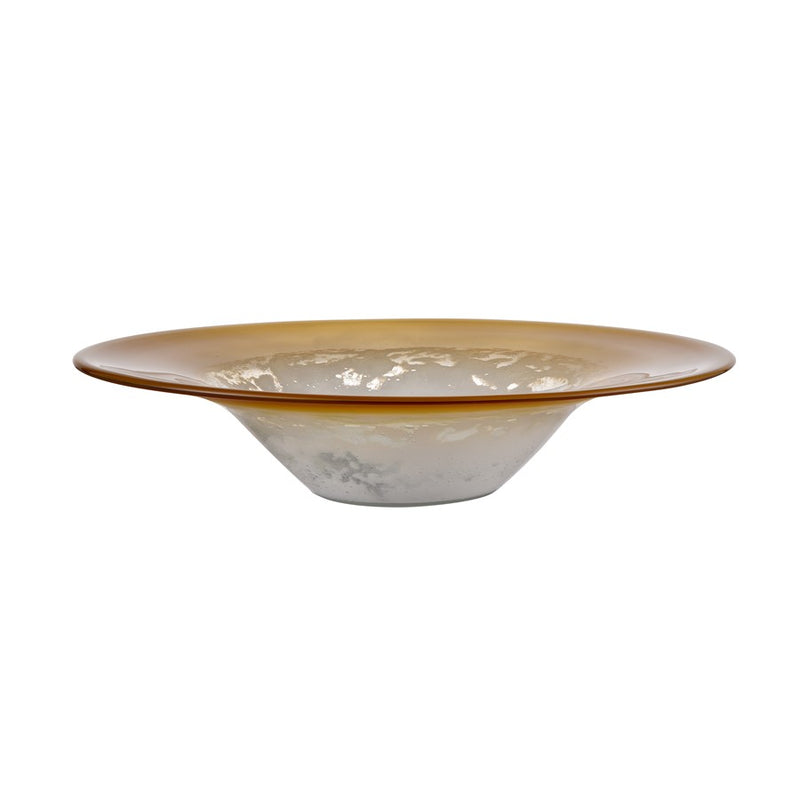 Atlas Lighting Nealon Bowl | Traditional Ochre & White Ombre Glass | Living Room & Entryway Decor | 16 x 16 x 3.5 in | Model AC11496-01