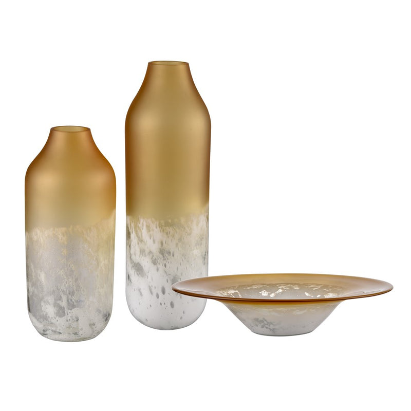 Atlas Lighting Nealon Bowl | Traditional Ochre & White Ombre Glass | Living Room & Entryway Decor | 16 x 16 x 3.5 in | Model AC11496-01