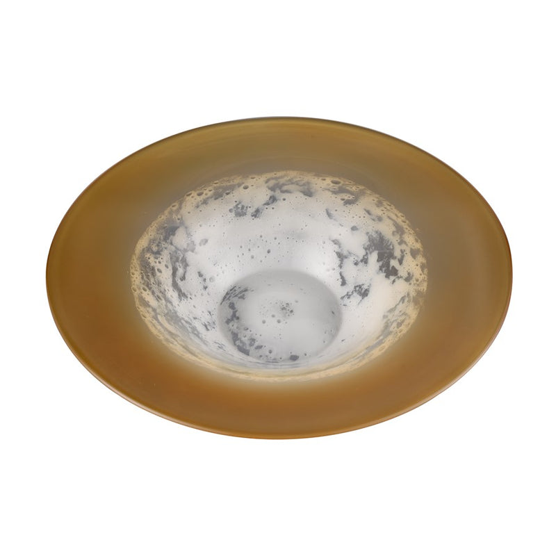 Atlas Lighting Nealon Bowl | Traditional Ochre & White Ombre Glass | Living Room & Entryway Decor | 16 x 16 x 3.5 in | Model AC11496-01