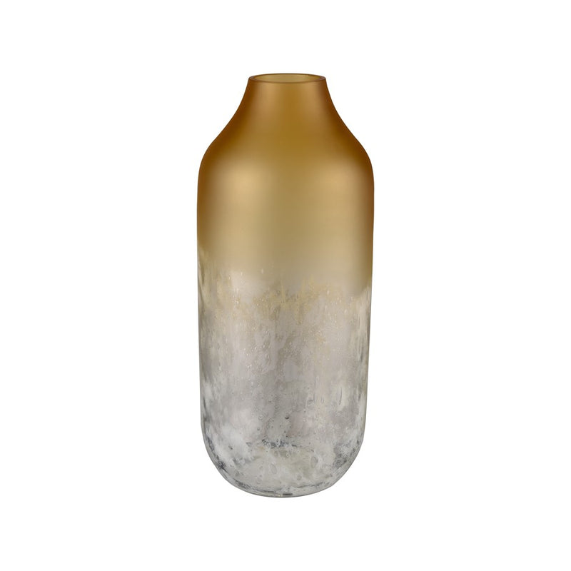 Atlas Lighting Nealon Small Vase | Ochre Ombre & White Spotted Glass | Living Room & Entryway Decor | 5.5 x 5.5 x 13.75 in | Model AC11497-01