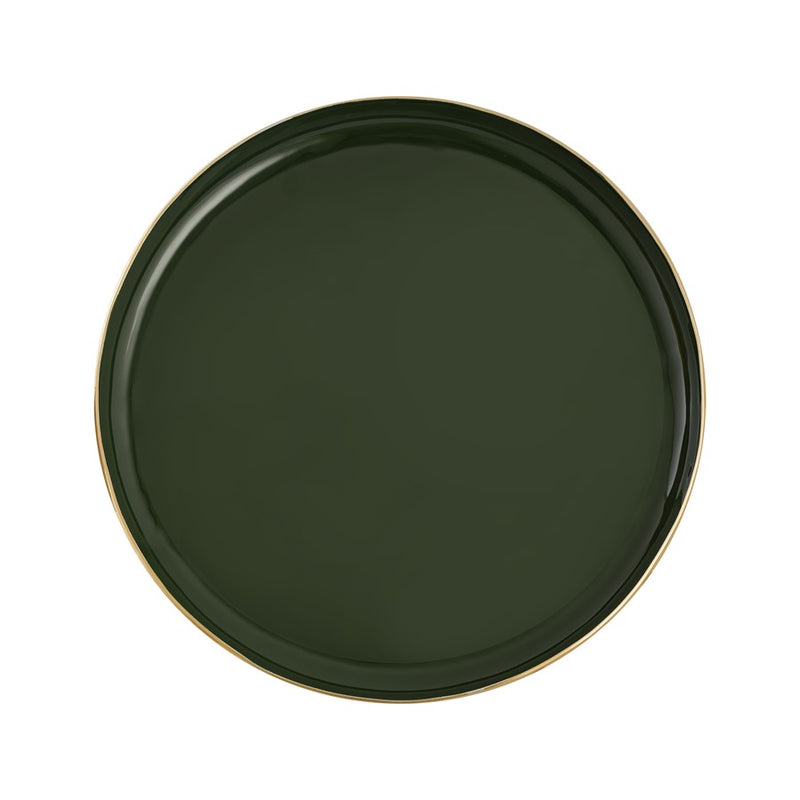 Atlas Lighting Nelson Tray Set of 2 | Dark Green Enamel & Polished Brass Hammered Metal | Kitchen & Living Room Organizer | Model AC11498-02S