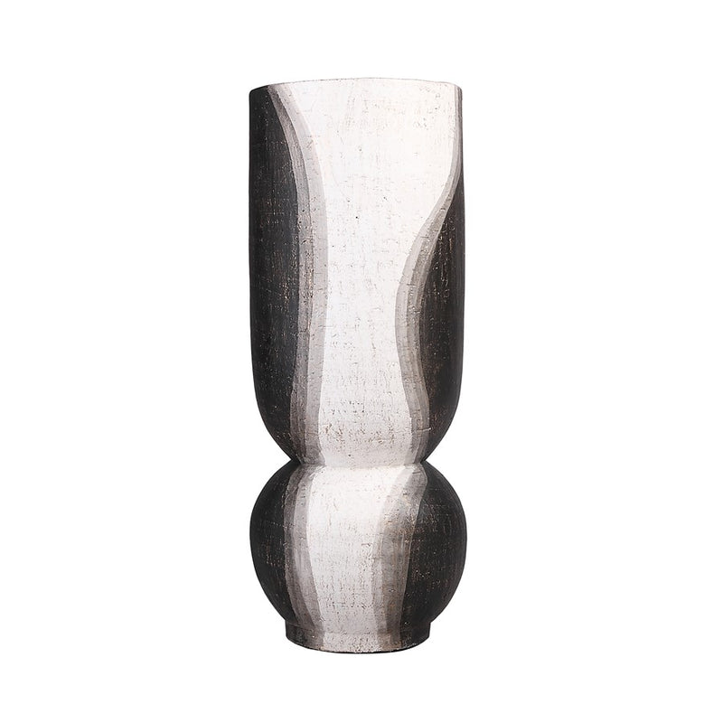 Atlas Lighting Noma Small Vase | Dark Brown and White Earthenware | Living Room & Entryway Decor | 7.75 x 7.75 x 20 in | Model AC11501-01