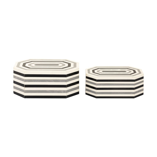 Atlas Lighting Octagonal Striped Box Set of 2, White - AC11504-01S