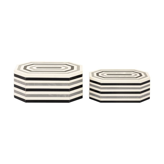 Atlas Lighting Octagonal Striped Box Set of 2, White - AC11504-01S